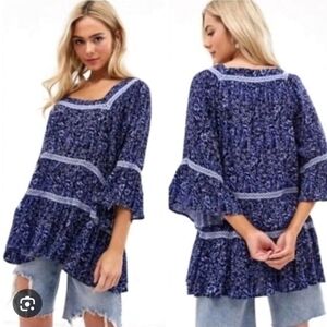 ❤️ FREE PEOPLE TALK ABOUT IT BOHO TUNIC TOP, XS